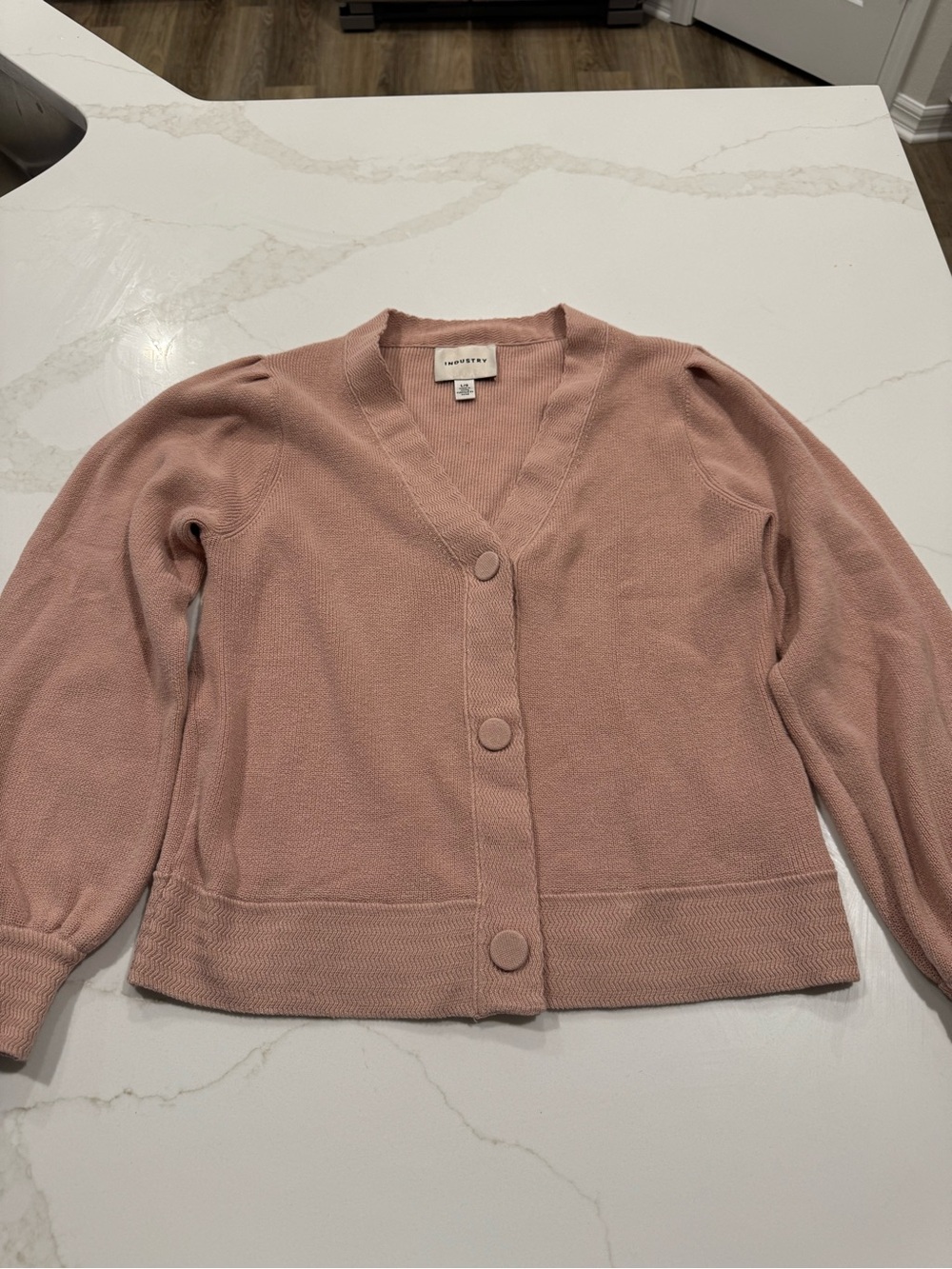 Button-Front Dusty Rose Cardigan Sweater